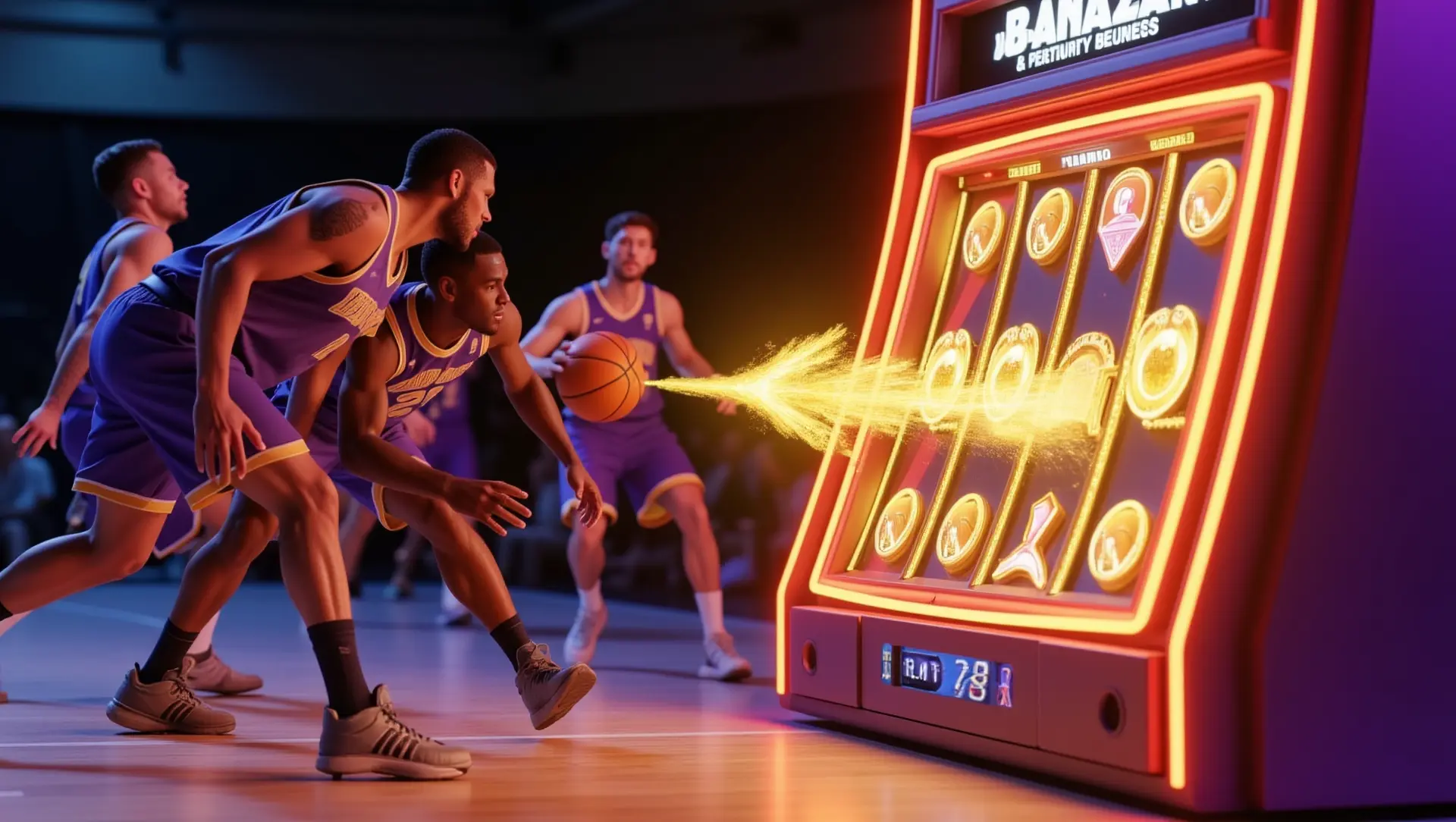 Basketball pick-and-roll diagram modified for slot machine buttons